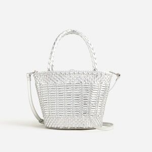 Women's Small open weave bag in leather/ Metallic Silver